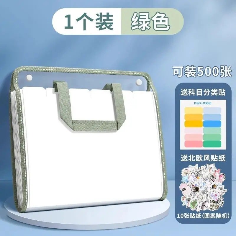 13 Grid Pvc Portable Organ Bag Student File Bag Accordion Bag Folder Super Large Capacity Test Paper Storage Bag - Image 1